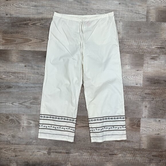 NWT The Limited Size 12 Pants Capris White with Embroidery 100% Cotton - Picture 1 of 11